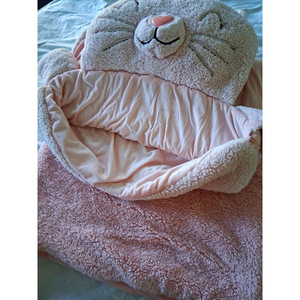Kids Pink Cat Hooded Plush Sleeping Bag, Member's Mark Brand, Great Condition
